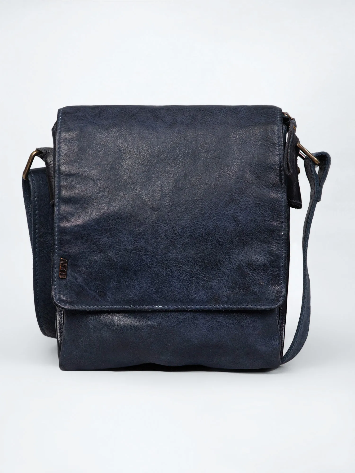 Henry: Brown Flap Bag Cross Body In Veg Tan Leather by art n vintage