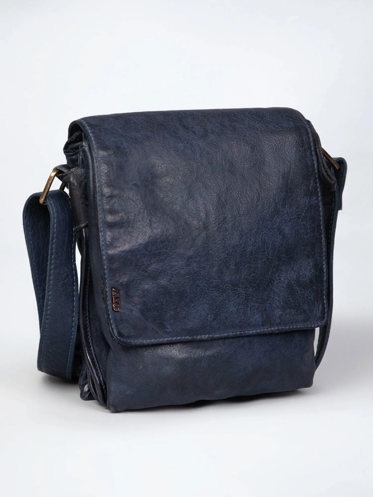 Henry: Brown Flap Bag Cross Body In Veg Tan Leather by art n vintage