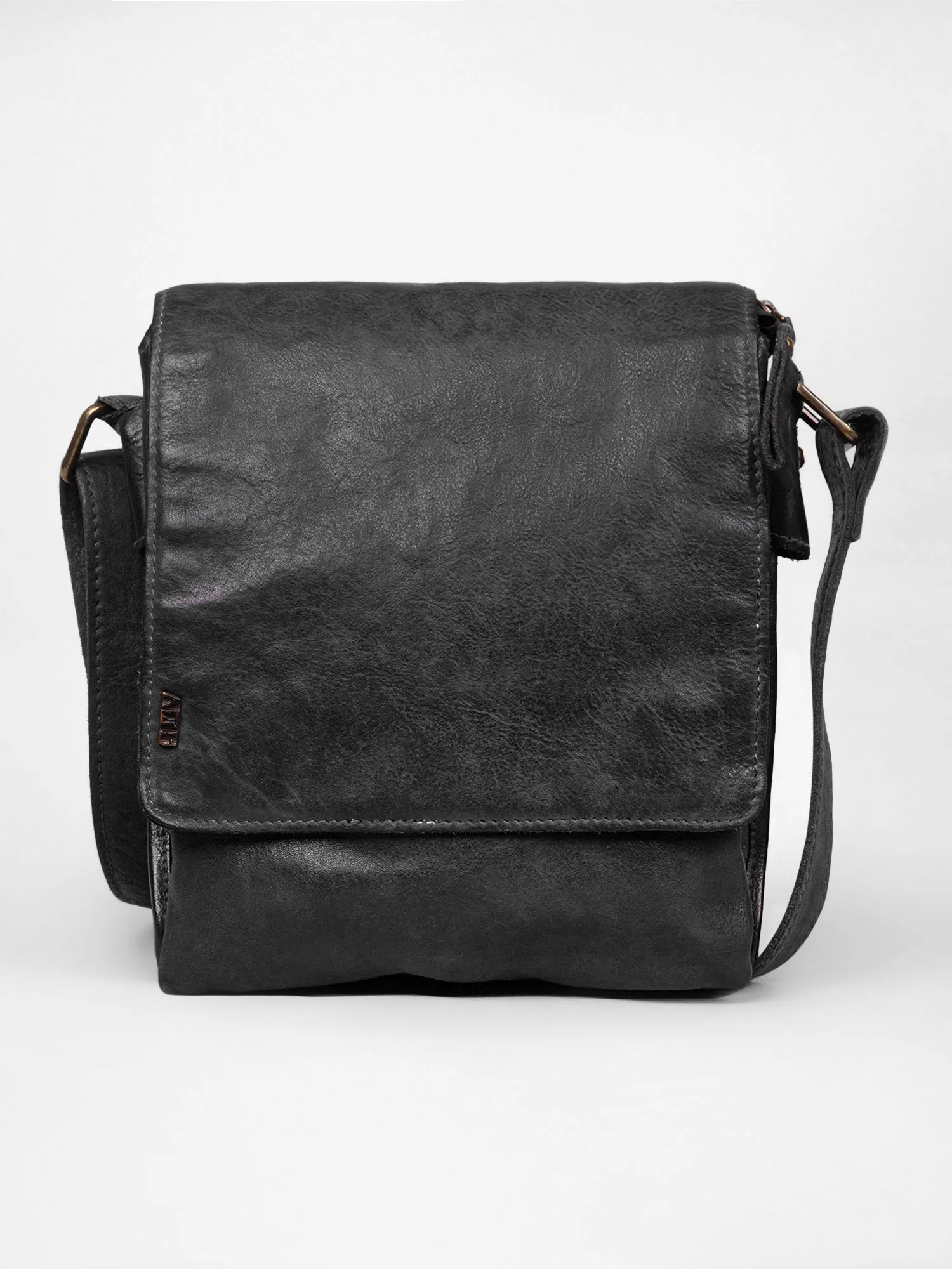 Henry: Brown Flap Bag Cross Body In Veg Tan Leather by art n vintage