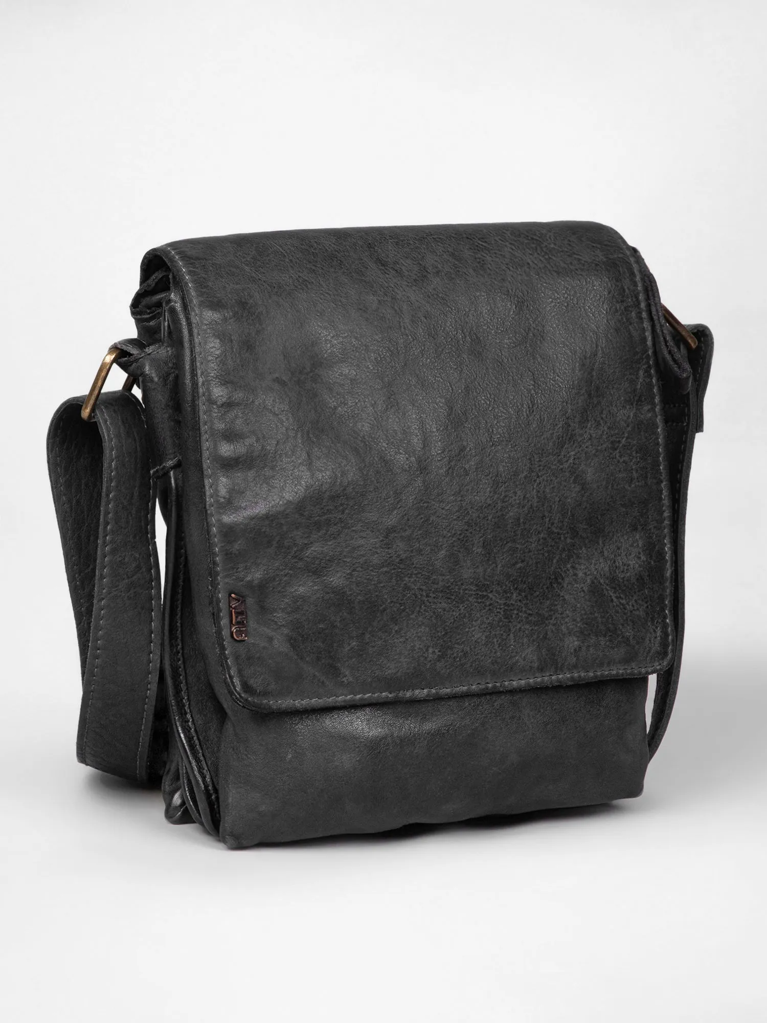 Henry: Brown Flap Bag Cross Body In Veg Tan Leather by art n vintage