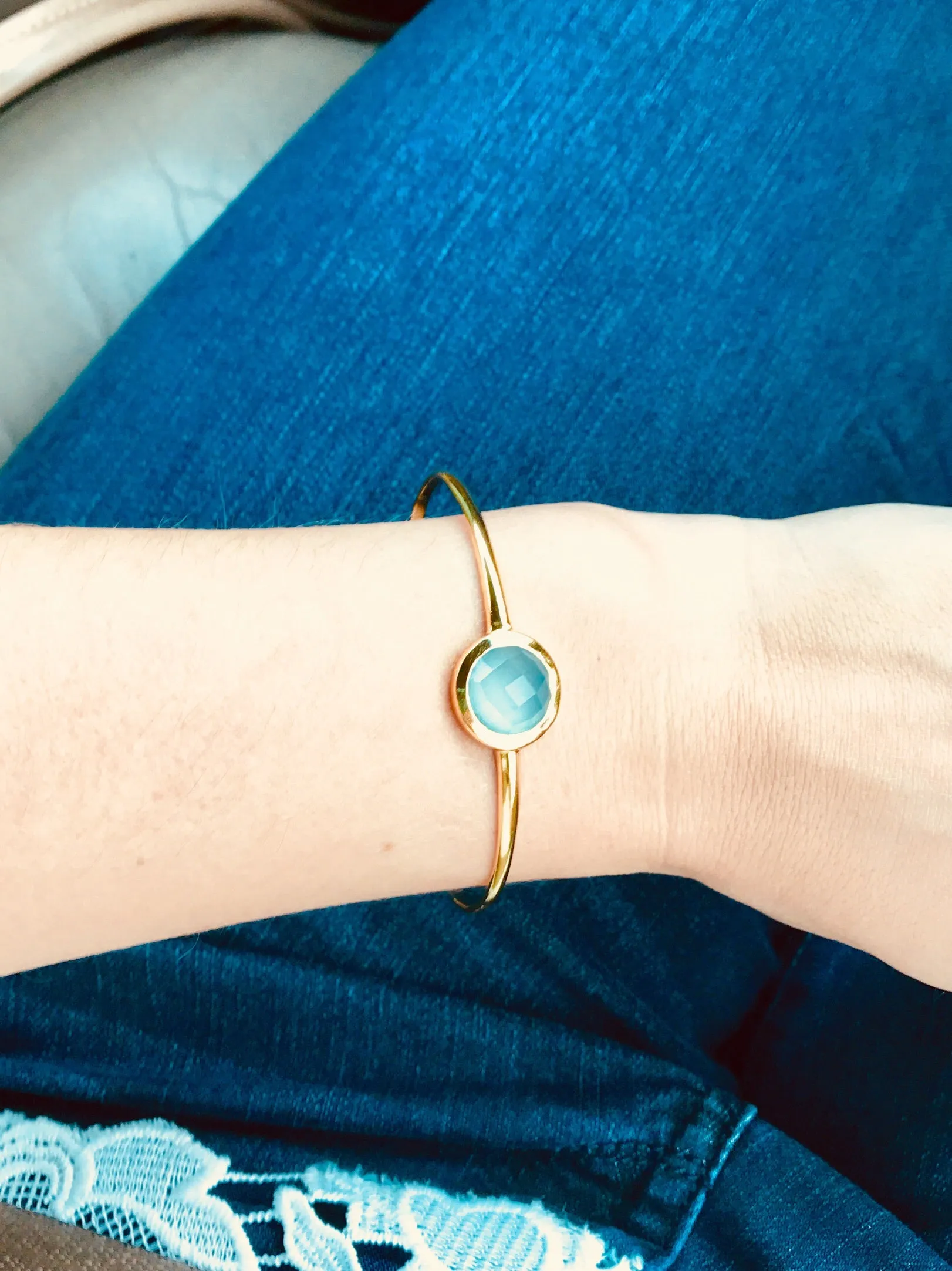 'Hermia' Bangle: Aqua Chalcedony