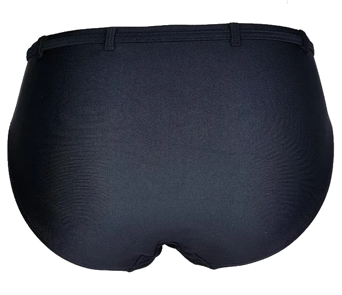 High waist black bikini bottom with black lycra belt