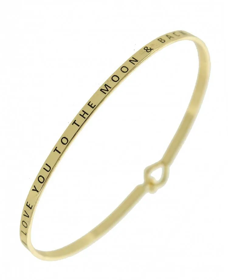 I LOVE YOU TO THE MOON & BACK_3mm Bangle: Hematite_Gold HTG