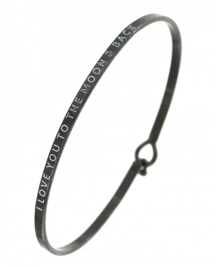 I LOVE YOU TO THE MOON & BACK_3mm Bangle: Hematite_Gold HTG