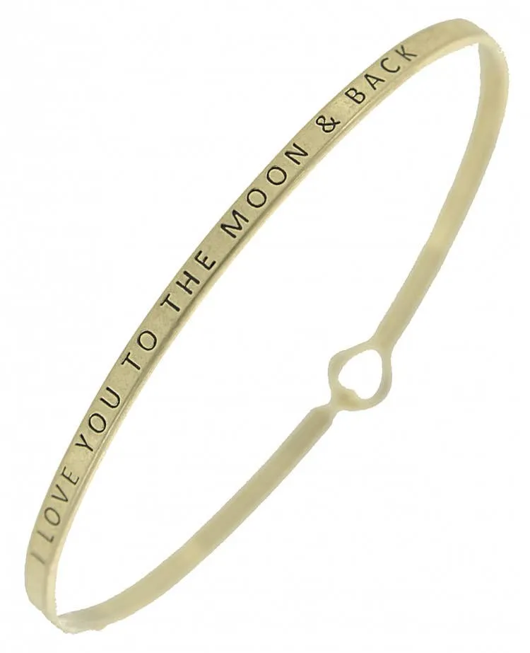 I LOVE YOU TO THE MOON & BACK_3mm Bangle: Hematite_Gold HTG