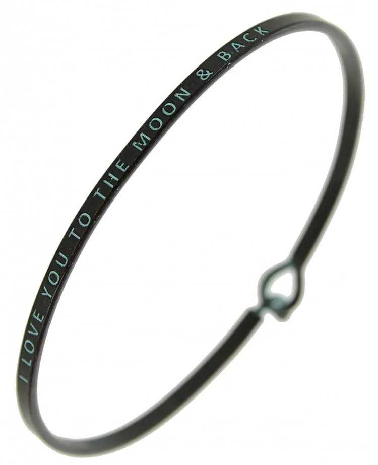 I LOVE YOU TO THE MOON & BACK_3mm Bangle: Hematite_Gold HTG