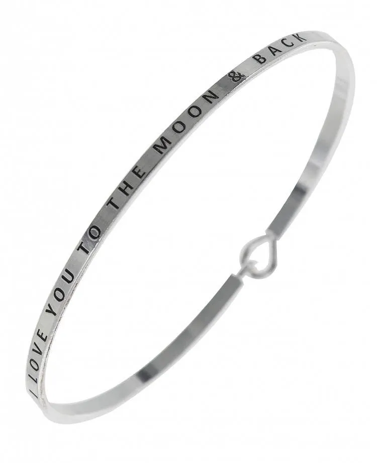 I LOVE YOU TO THE MOON & BACK_3mm Bangle: Hematite_Gold HTG
