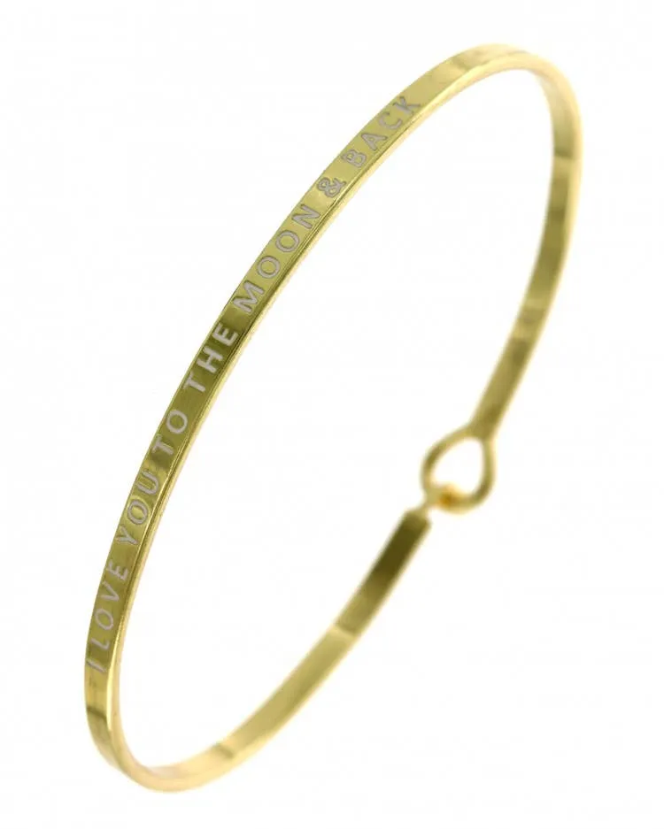 I LOVE YOU TO THE MOON & BACK_3mm Bangle: Hematite_Gold HTG