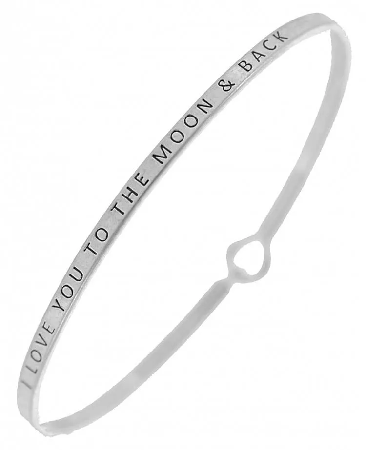 I LOVE YOU TO THE MOON & BACK_3mm Bangle: Hematite_Gold HTG