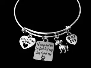 I May Not Be Perfect But My Dog Loves Me Adjustable Charm Bracelet Bangle Dog Lover One Size Fits All Gift Best Friend I Love My Dog