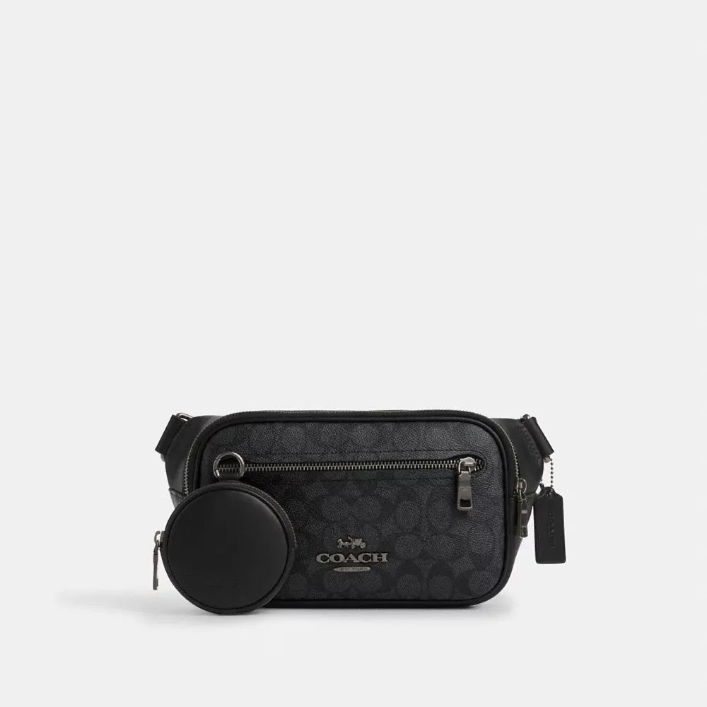 [INCOMING ETA 30 DAYS] COACH Men Elias Belt Bag In Signature Canvas in Charcoal/Black (CZ400)