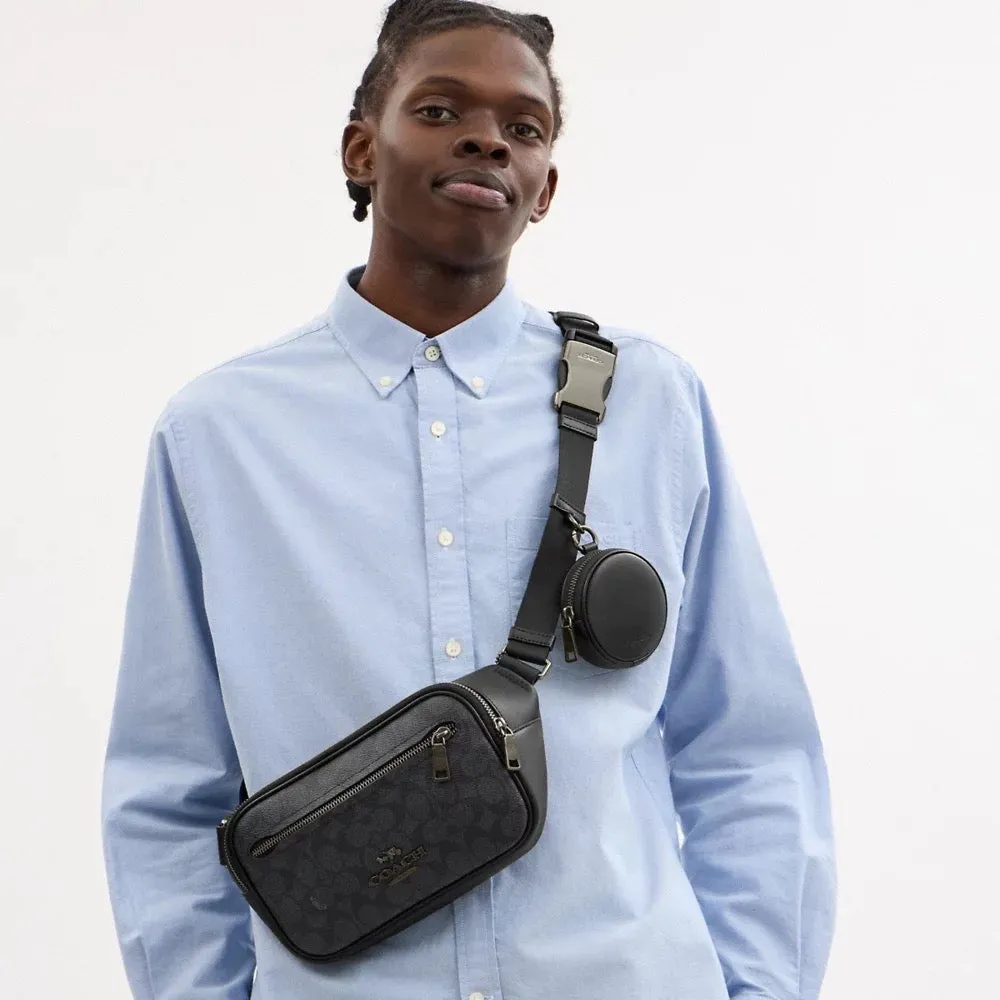 [INCOMING ETA 30 DAYS] COACH Men Elias Belt Bag In Signature Canvas in Charcoal/Black (CZ400)