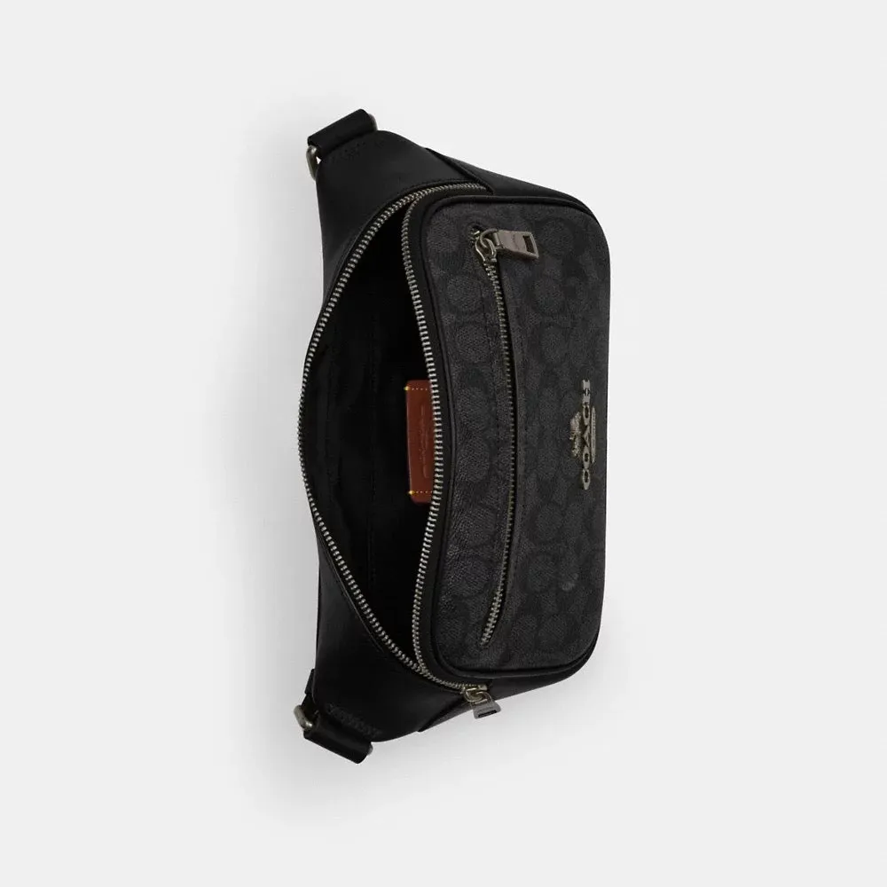 [INCOMING ETA 30 DAYS] COACH Men Elias Belt Bag In Signature Canvas in Charcoal/Black (CZ400)