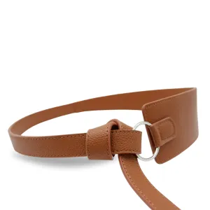 INDIGO - Women's Tan Genuine Leather Knot Waist Belt