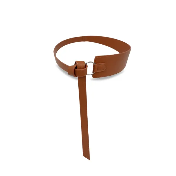 INDIGO - Women's Tan Genuine Leather Knot Waist Belt