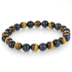 Italgem Blue and Yellow Tiger's Eye Beaded Stretch Bracelet