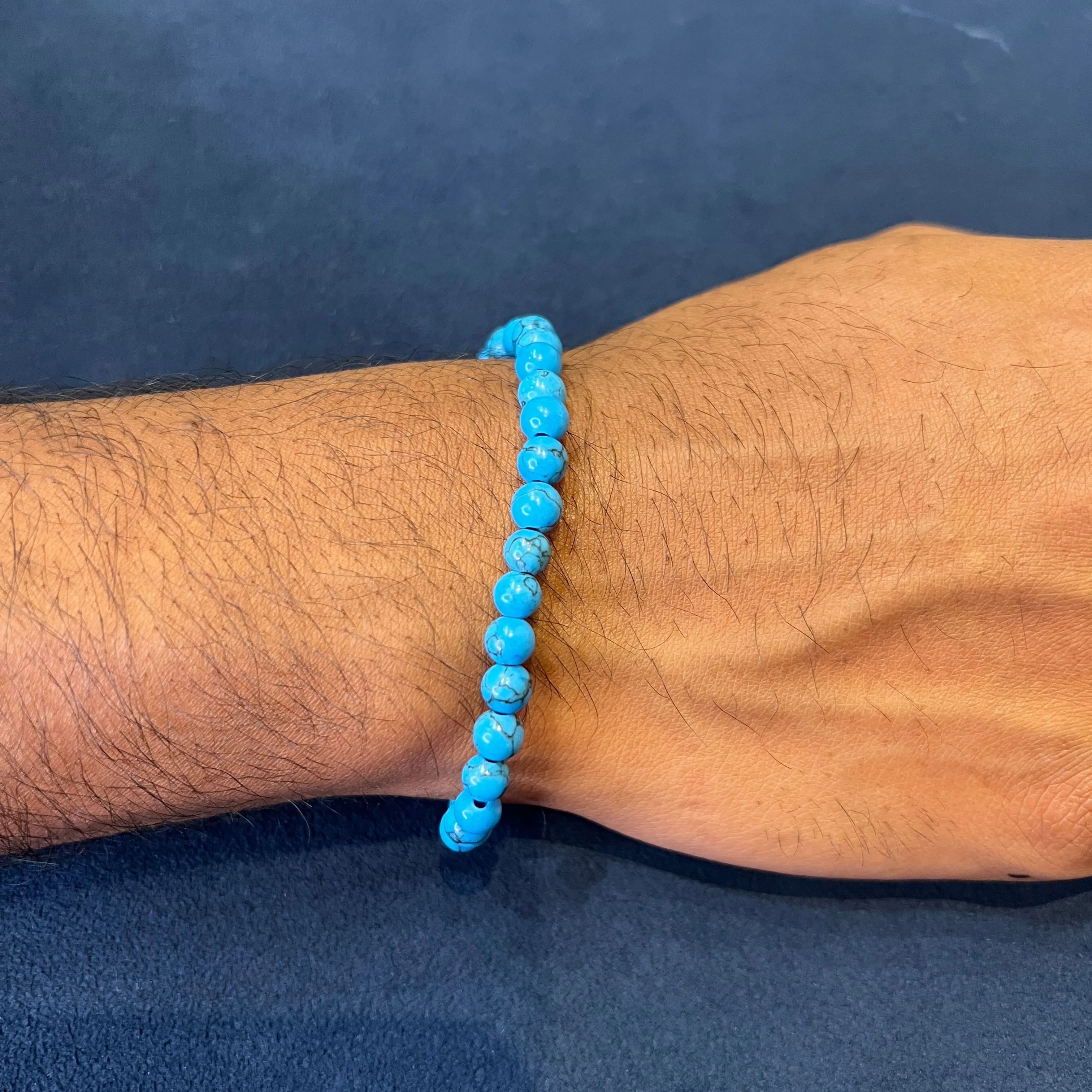 Italgem Blue-Turquoise (6mm) Beaded Stretch Bracelet