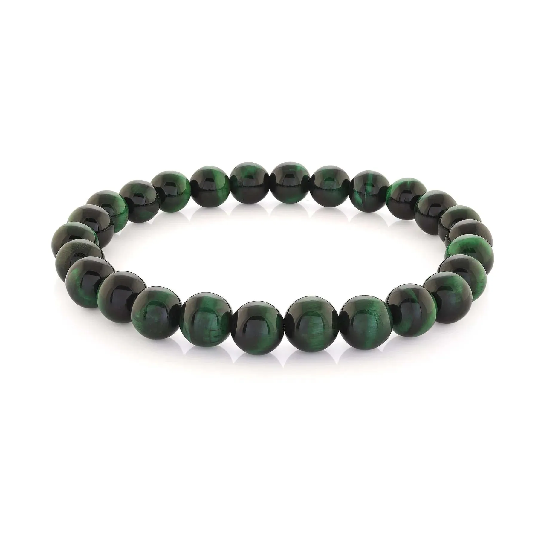 Italgem Green Tiger's Eye (8mm) Beaded Stretch Bracelet
