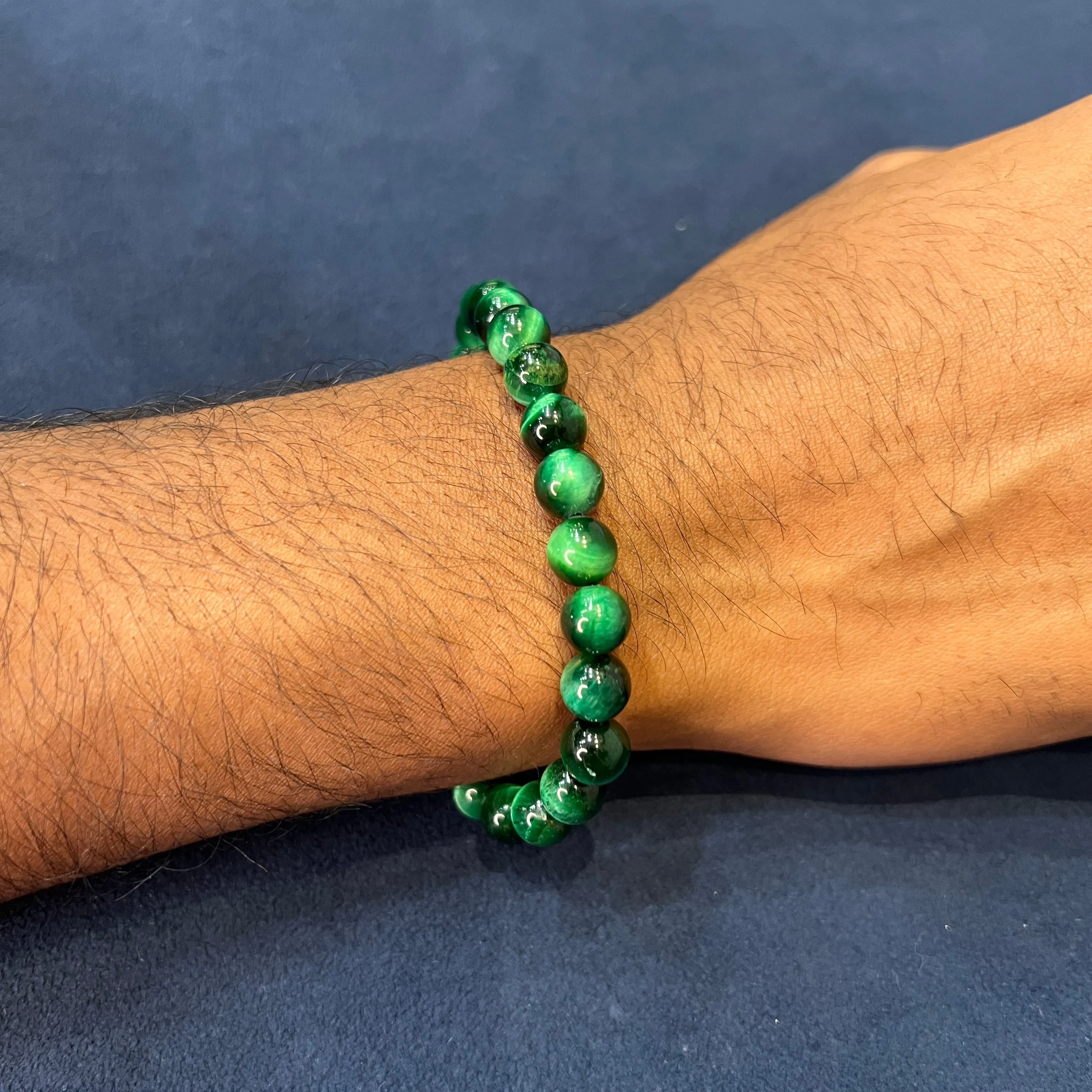 Italgem Green Tiger's Eye (8mm) Beaded Stretch Bracelet