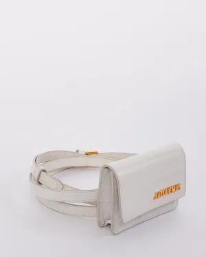Jacquemus White Croc Embossed Leather La Ceinture Bello Belt Bag