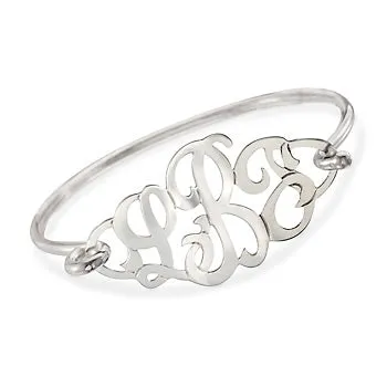 Jane Basch Designs Monogram Bangle Bracelet - Sterling Silver