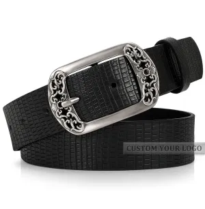 JASGOOD 1 Pack Vintage Snake Pattern Design Faux Leather Zinc Alloy Pin Buckle Women Belt For Jeans