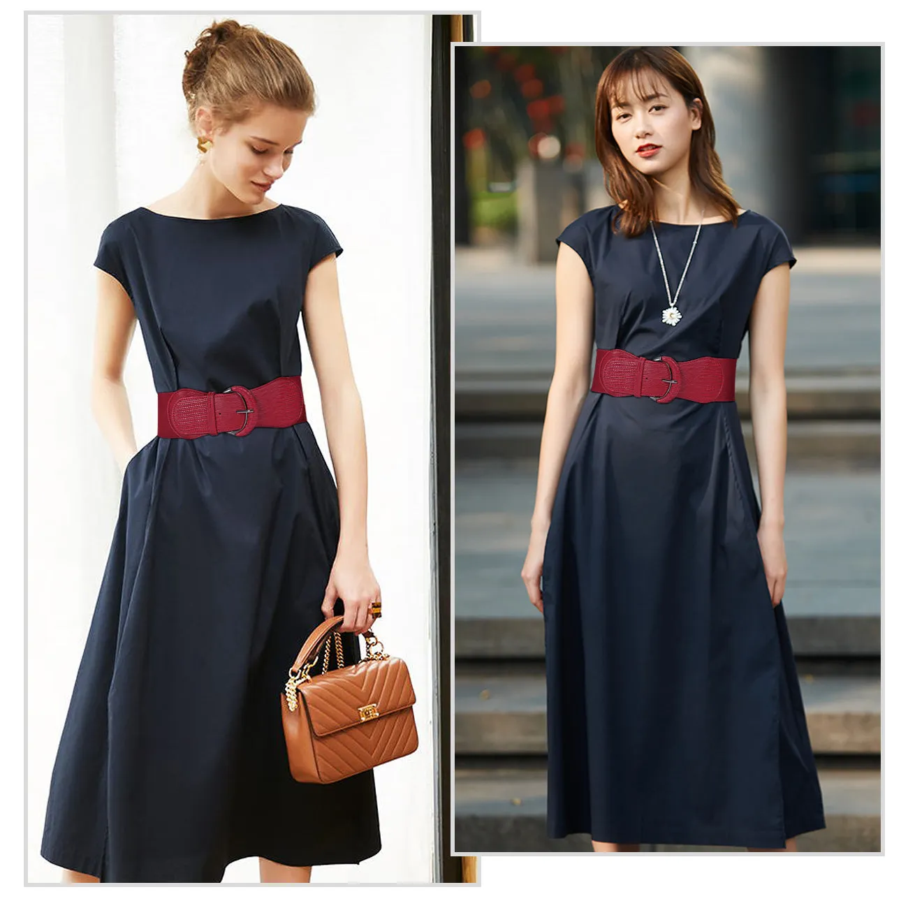JASGOOD Women Stretchy Wide Waist Belt for Dress Ladies Elastic Belt Hook Buckle