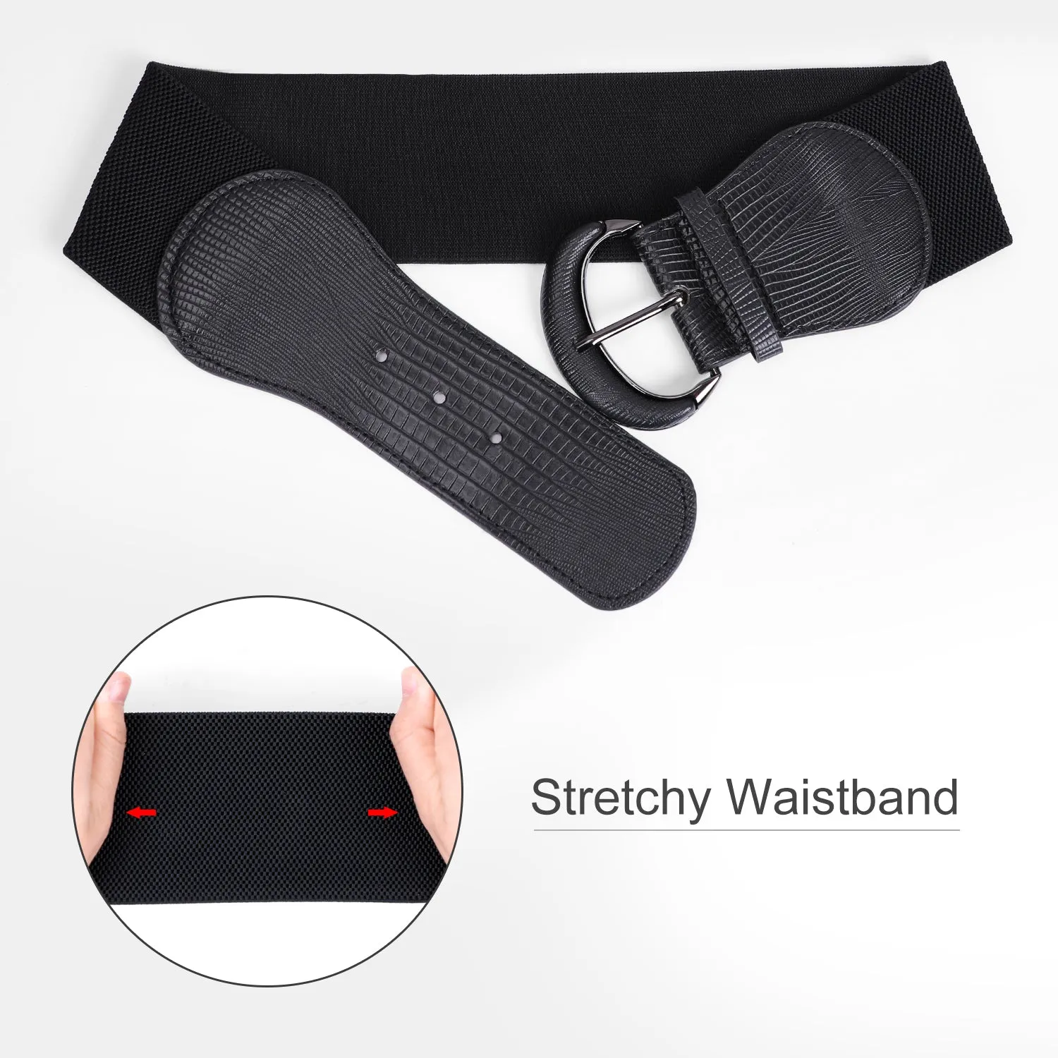 JASGOOD Women Stretchy Wide Waist Belt for Dress Ladies Elastic Belt Hook Buckle