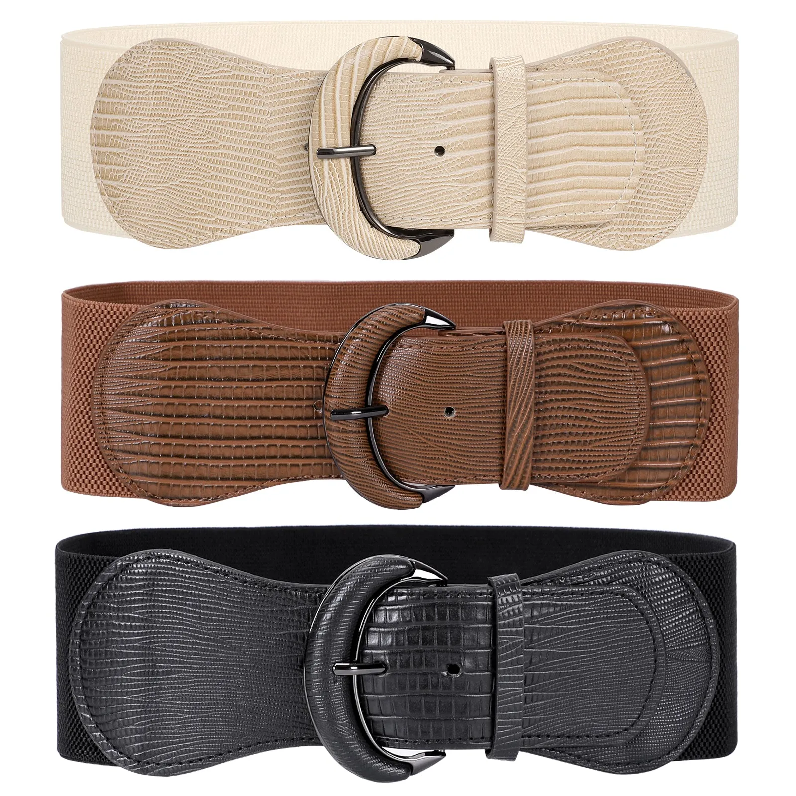 JASGOOD Women Stretchy Wide Waist Belt for Dress Ladies Elastic Belt Hook Buckle