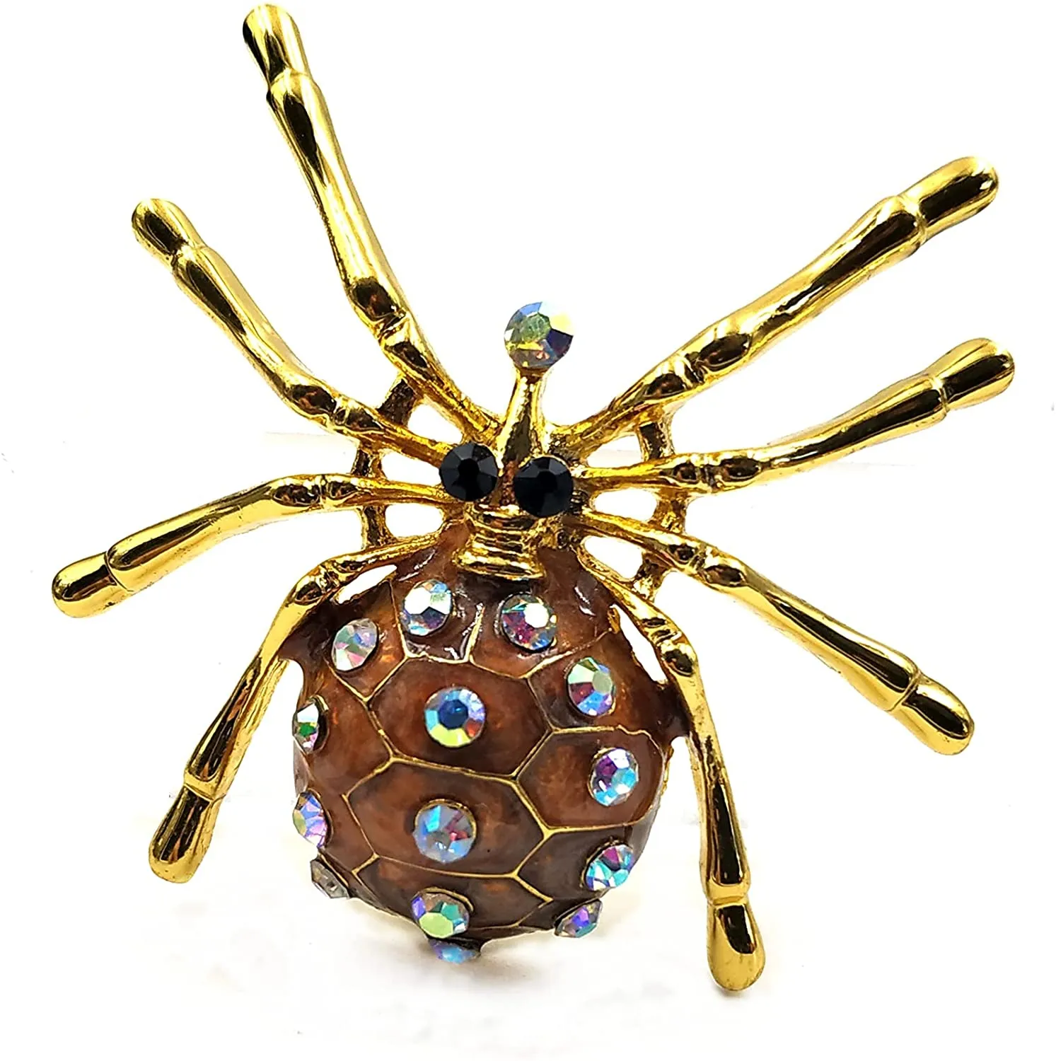 Jewelblings Spooky Season AB Accent Brown Enamel Spider Brooches and Pins Halloween Witch Accessory