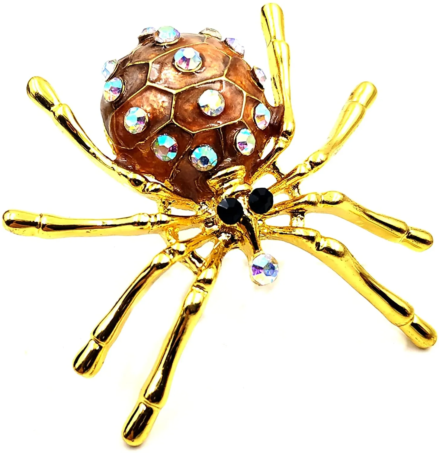 Jewelblings Spooky Season AB Accent Brown Enamel Spider Brooches and Pins Halloween Witch Accessory