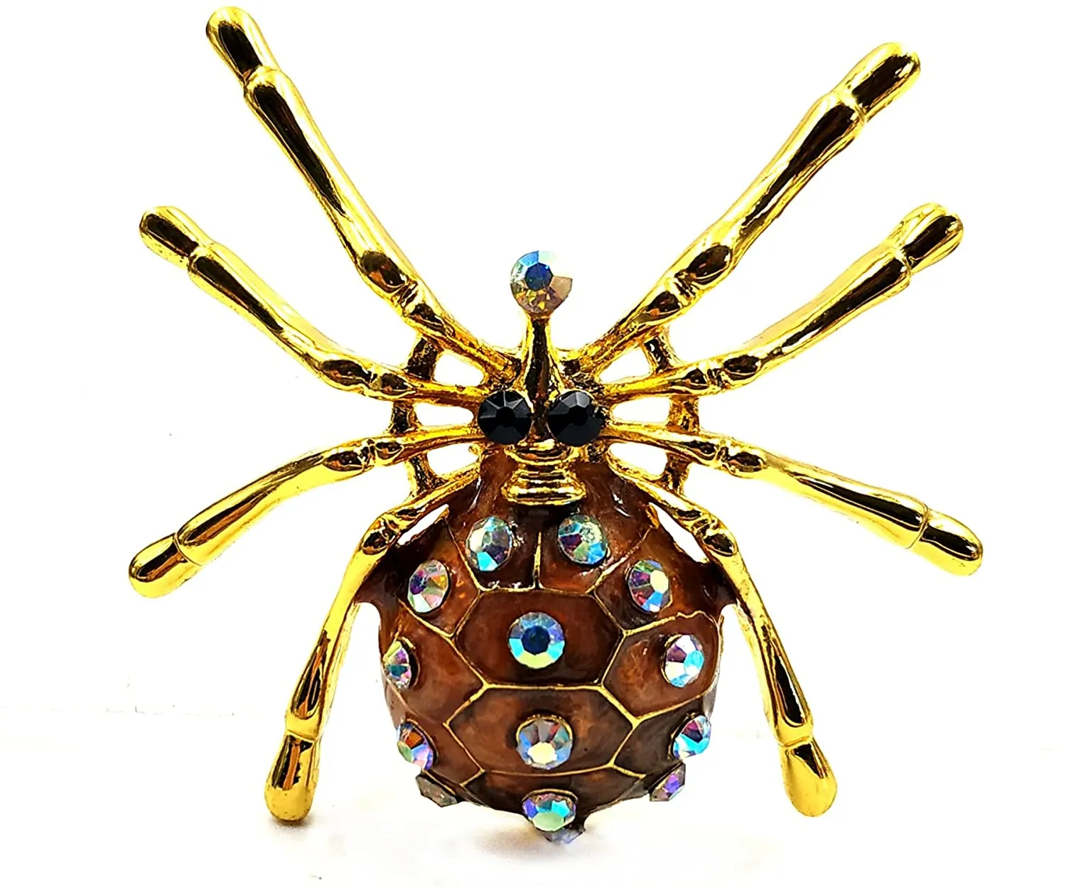 Jewelblings Spooky Season AB Accent Brown Enamel Spider Brooches and Pins Halloween Witch Accessory