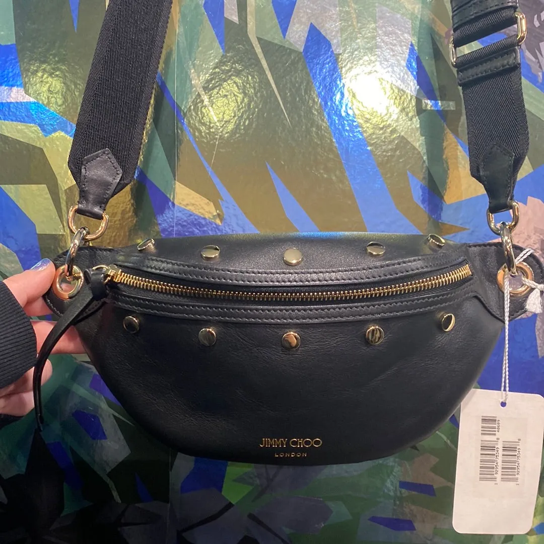 Jimmy Choo Black Leather Lockette Belt Bag