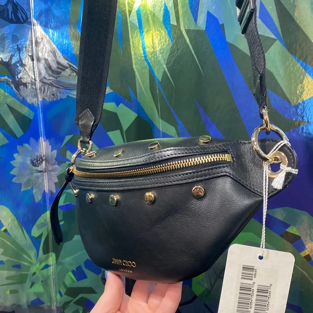 Jimmy Choo Black Leather Lockette Belt Bag