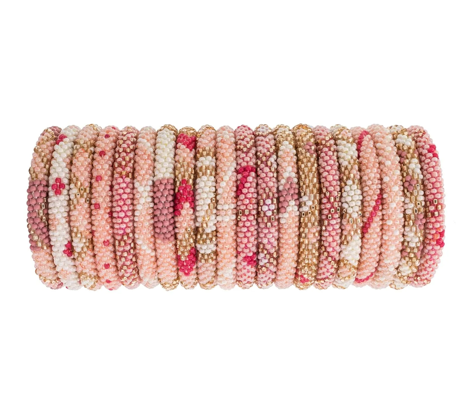 Kids' Pink Beaded Roll-On Bracelets