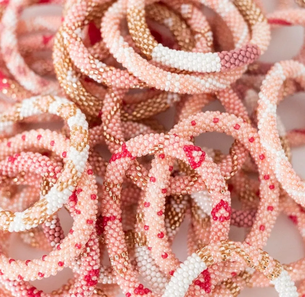 Kids' Pink Beaded Roll-On Bracelets