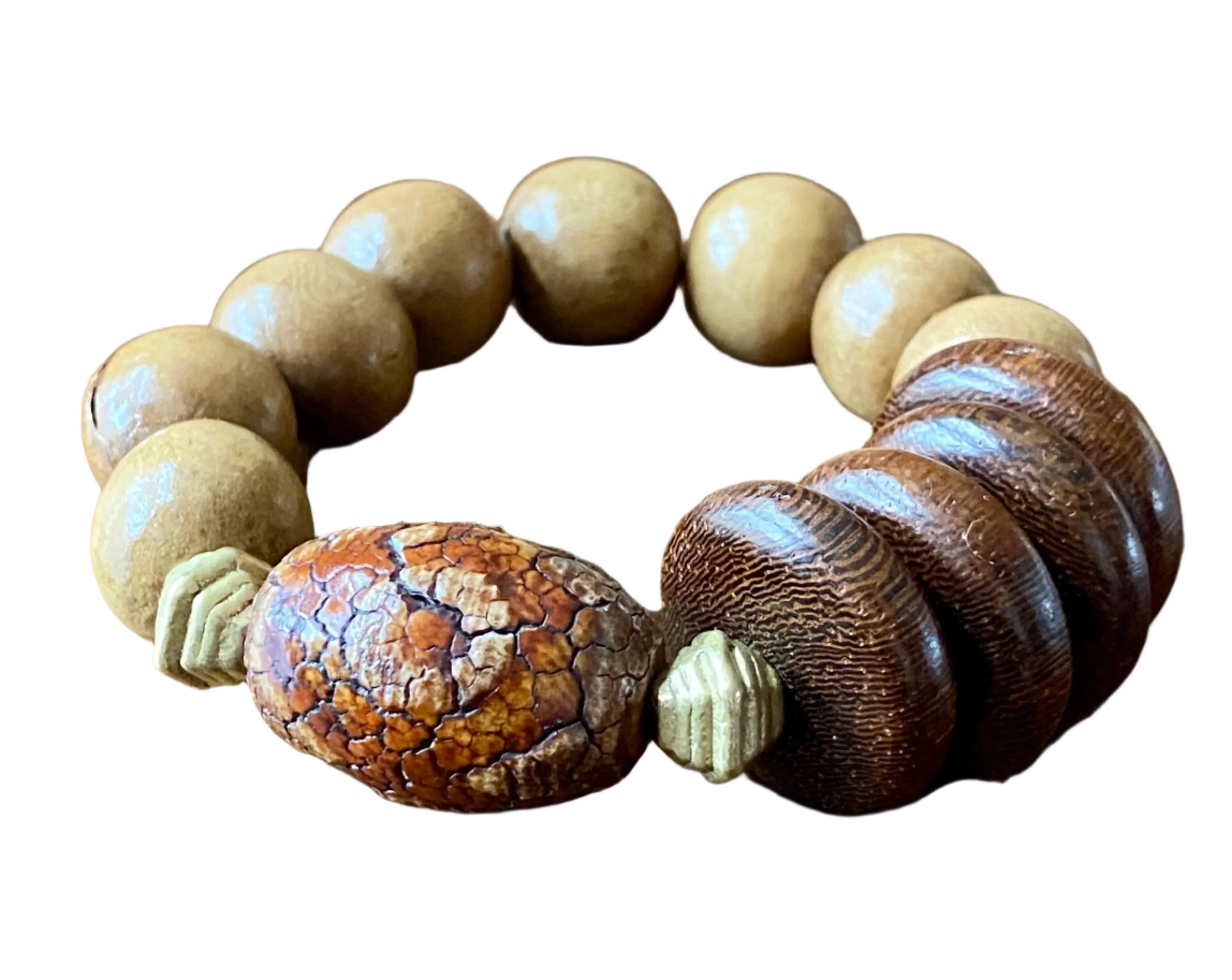 Ladies Chunky Tibetan Wood Bracelet