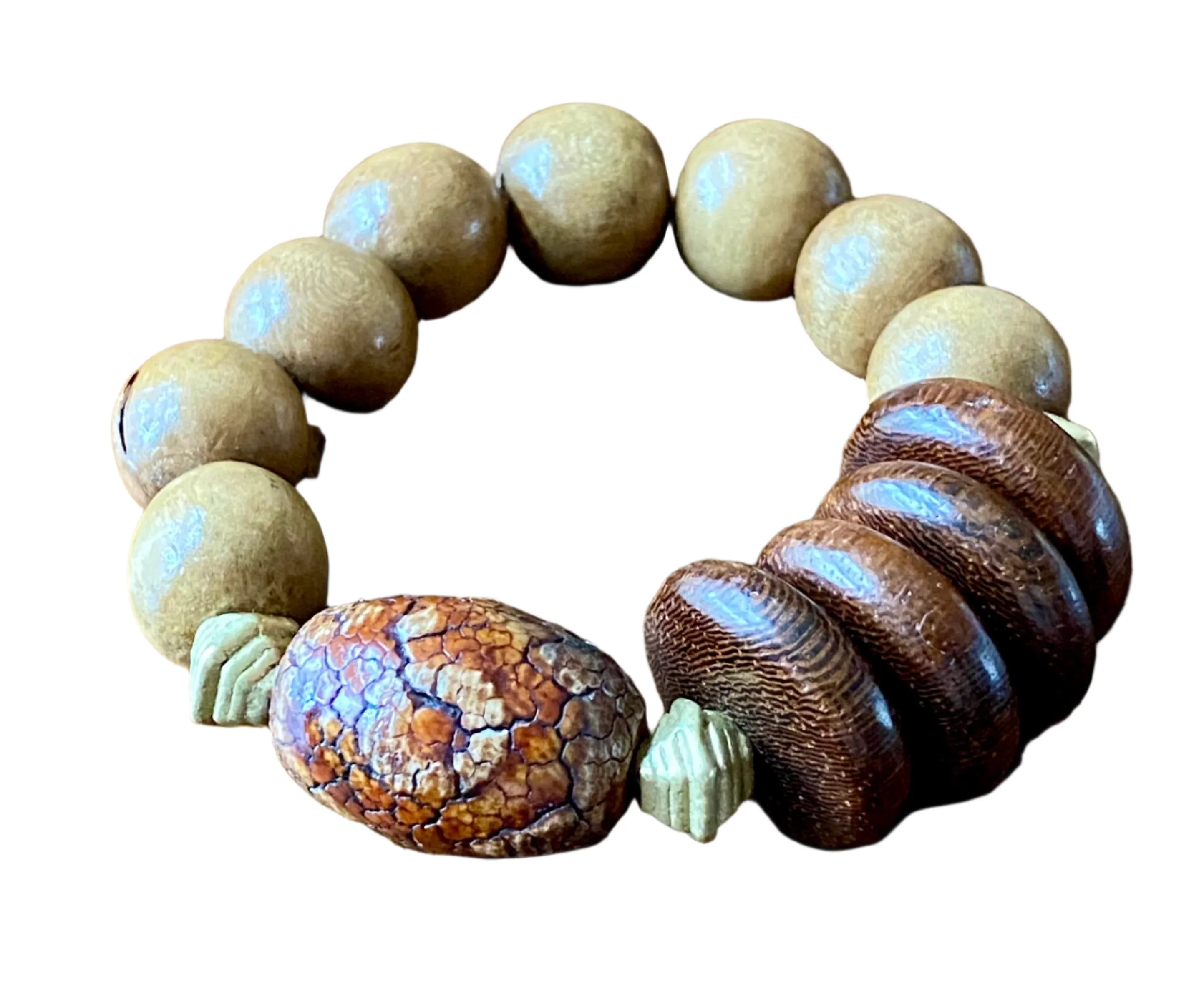 Ladies Chunky Tibetan Wood Bracelet