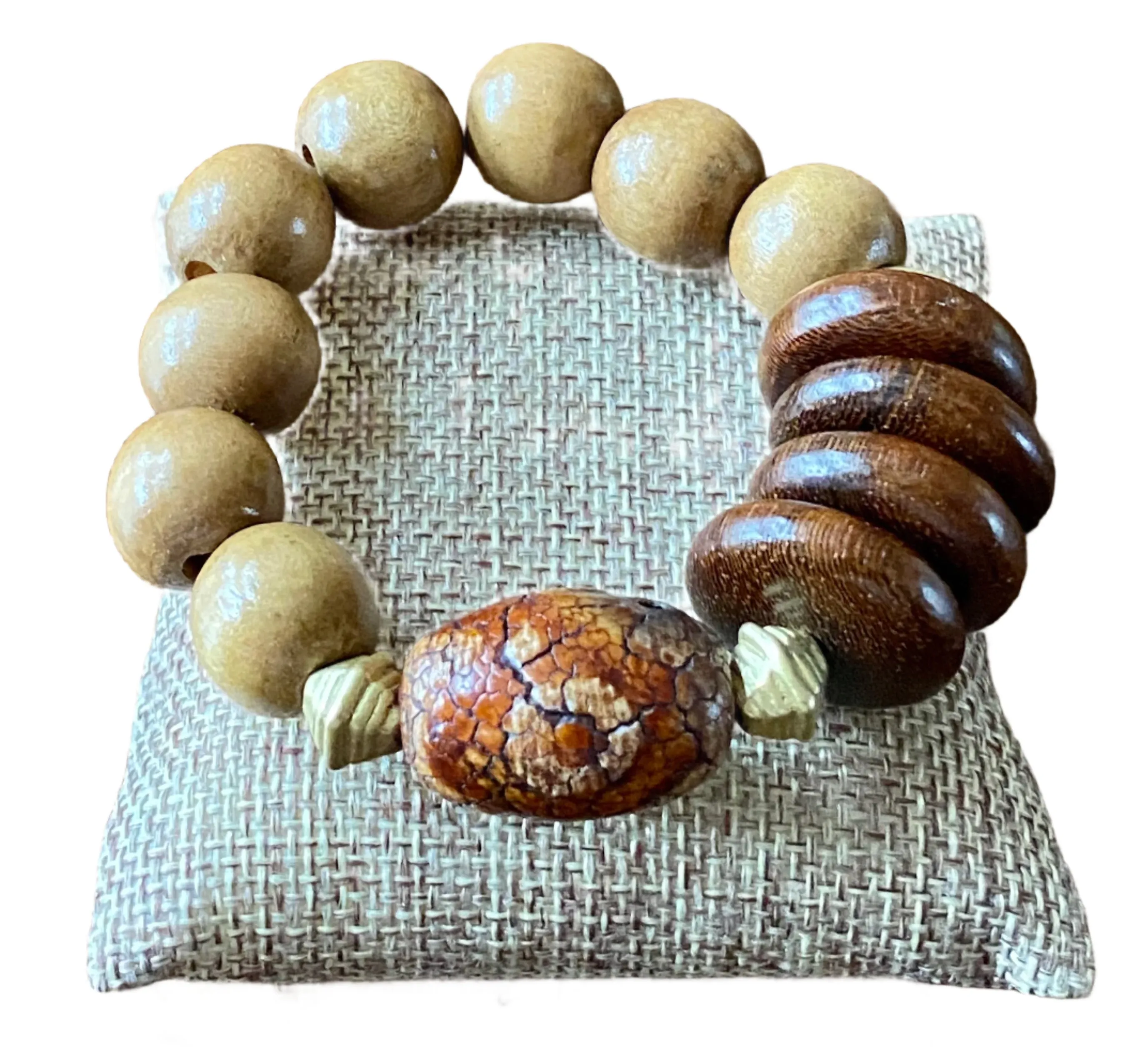 Ladies Chunky Tibetan Wood Bracelet