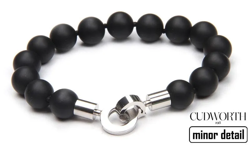 Large Black Agate Beaded Bracelet