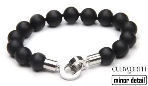 Large Black Agate Beaded Bracelet