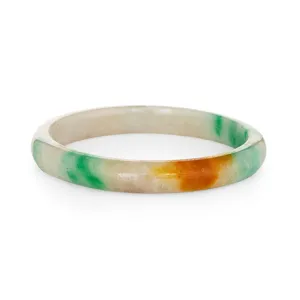 Large Jade Bangle Bracelet Vintage Fine Jewelry 2.75" 8 1/2 Green Orange Slip On