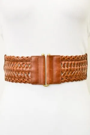 Leather-look braid elastic belt
