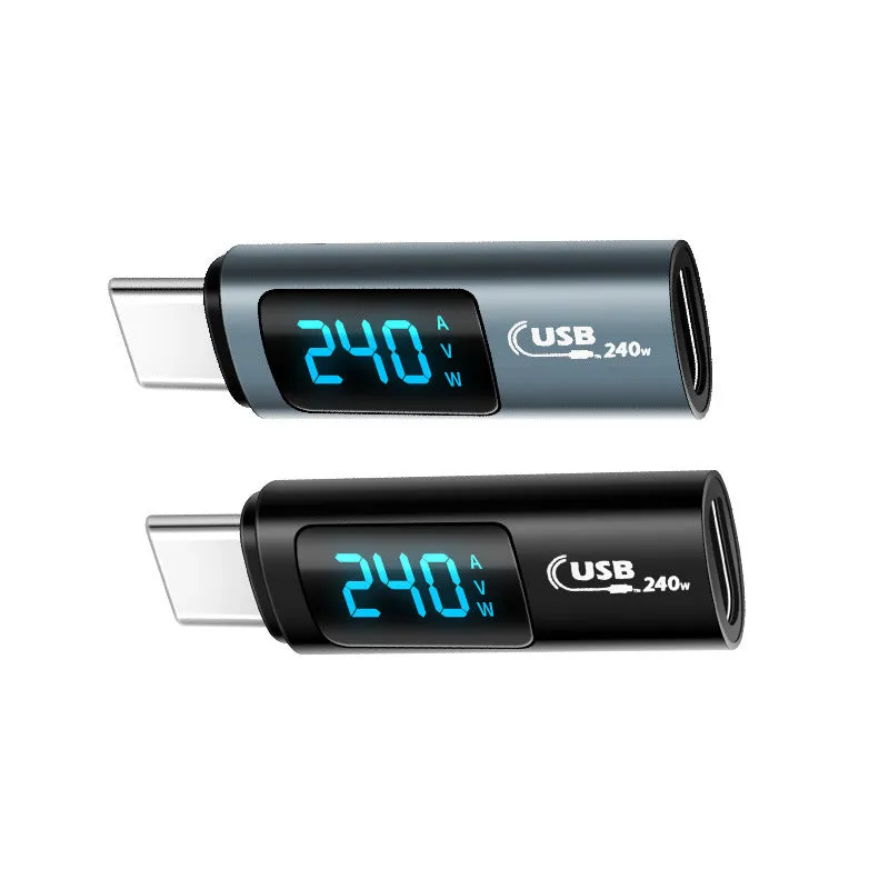 LED Real-time Power Monitoring Display PD240W USB Type C to C OTG Adapter 5A Fast Charging Converter 480Mbps Data Transmission