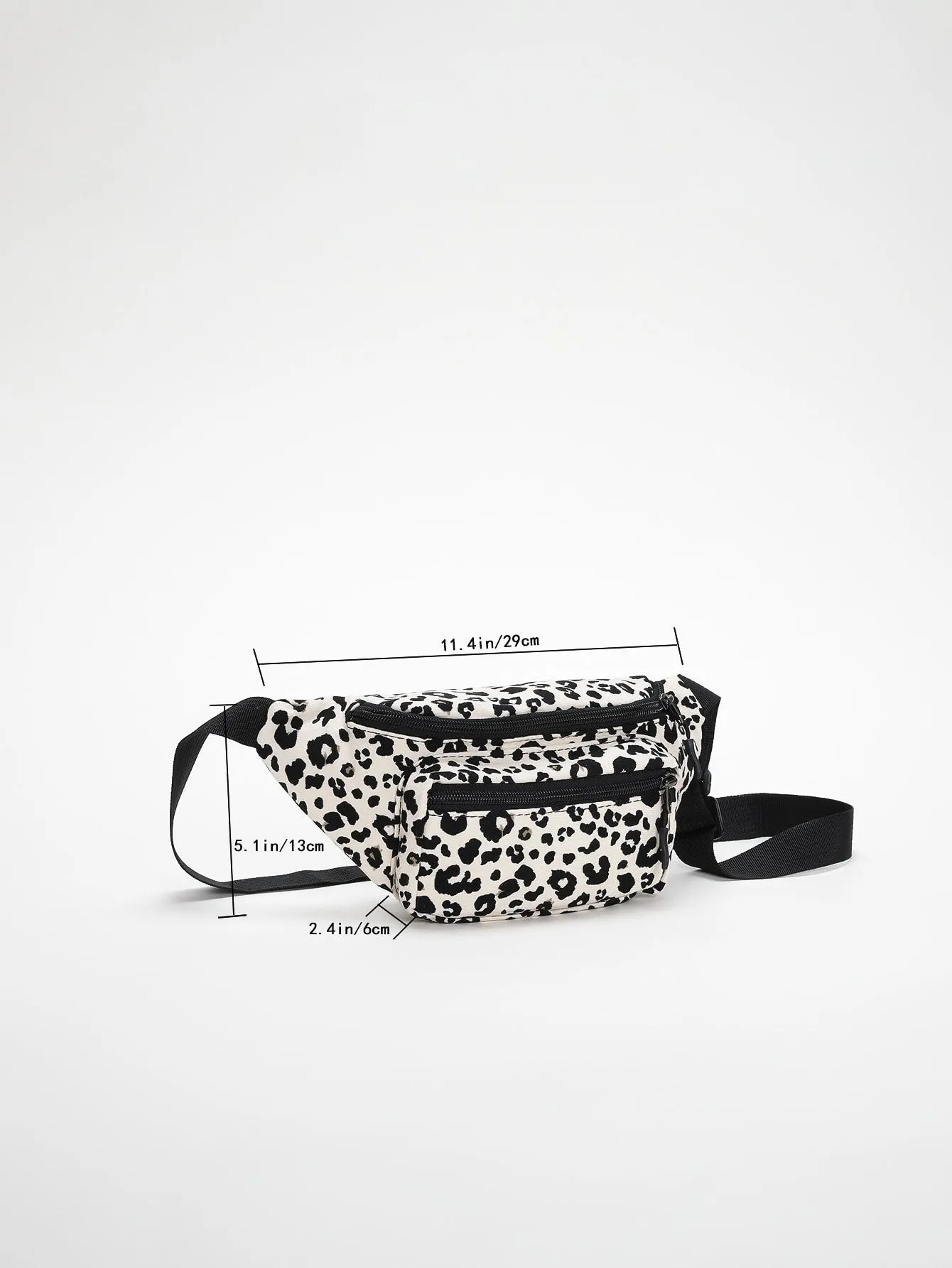 Leopard Pattern Fanny Pack - Black and White