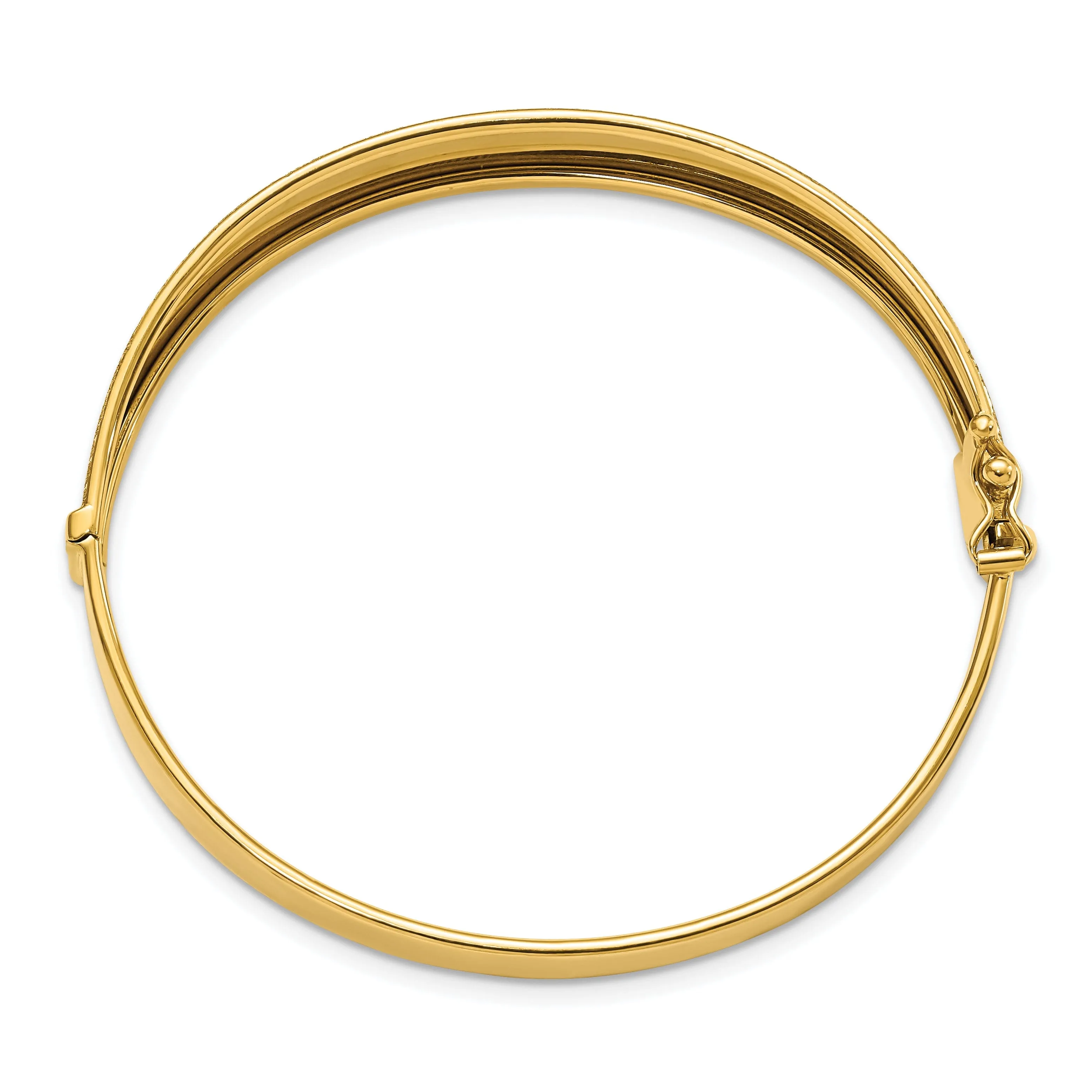 Leslie 14k Yellow Gold Polished Textured Bangle