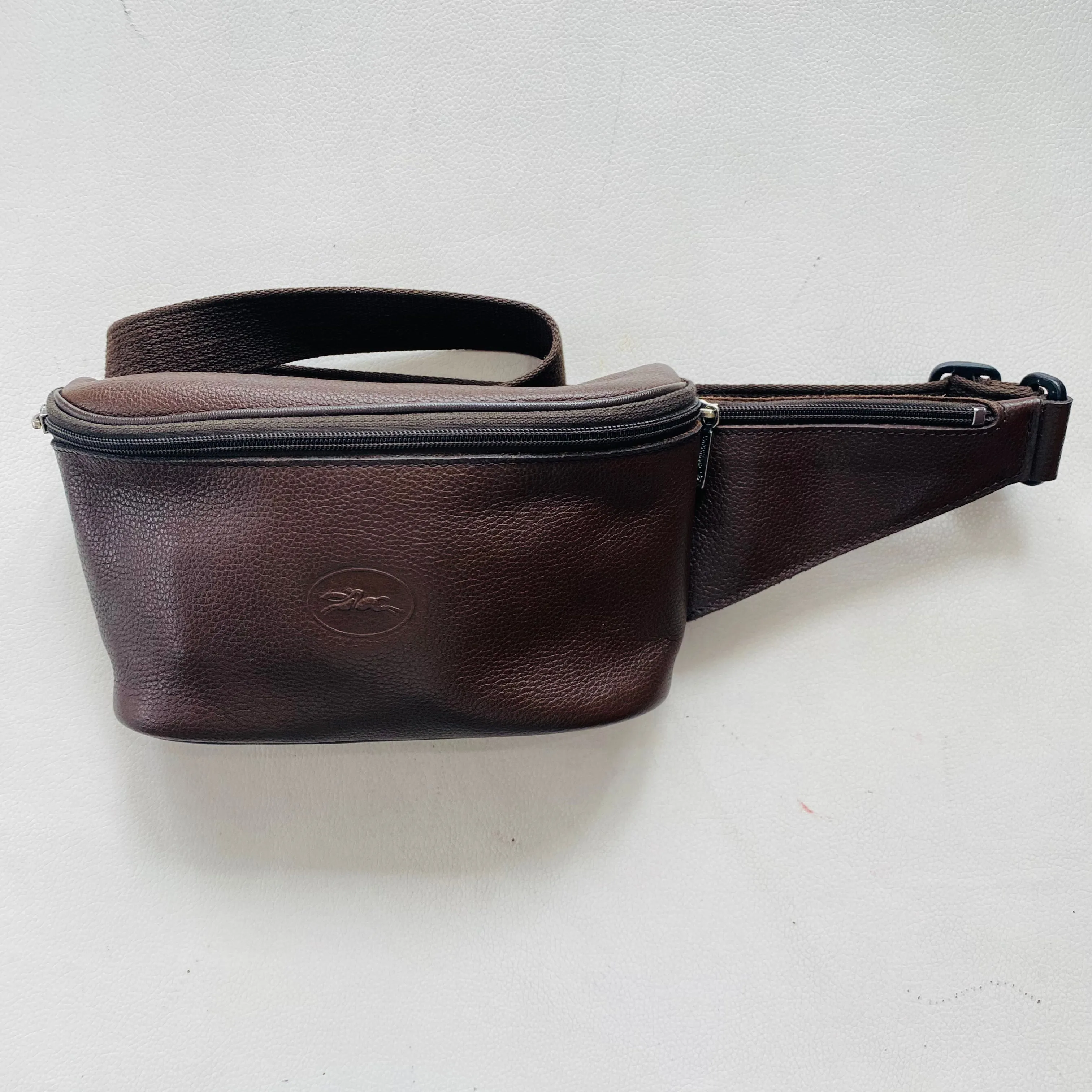 LONGCHAMP Le Foulonne Leather Belt Bag Chocolate Brown NWOT