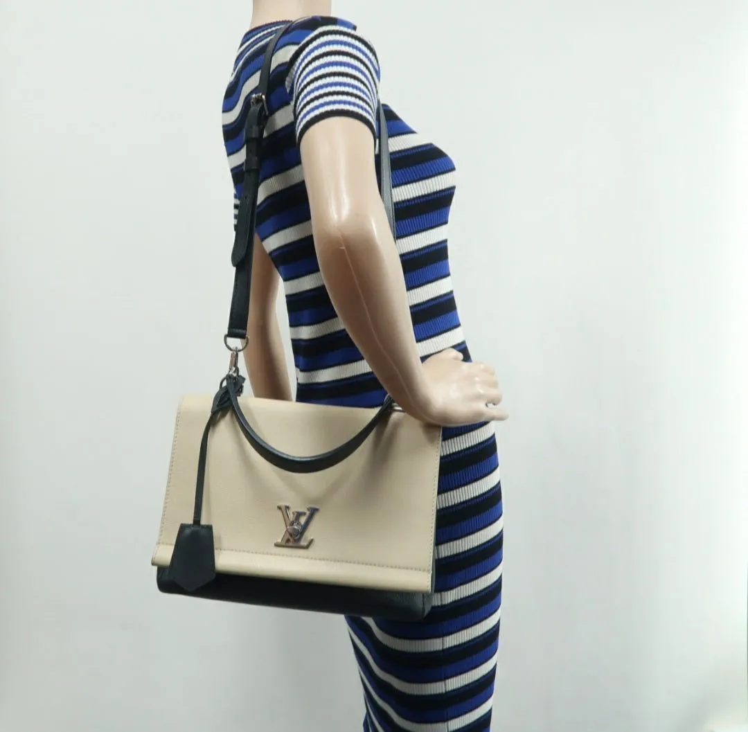 Louis Vuitton Lock me Black&Beige Leather Satchel Bag