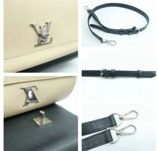 Louis Vuitton Lock me Black&Beige Leather Satchel Bag