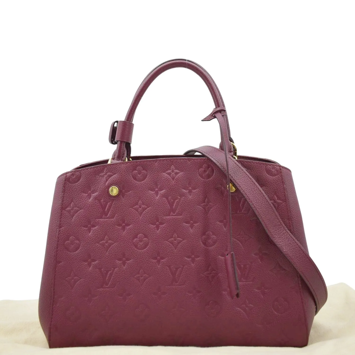 LOUIS VUITTON Montaigne MM Monogram Empreinte Satchel Shoulder Bag Aurore